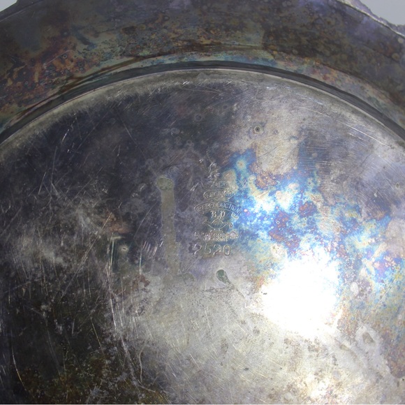 Small 10” Vintage Silver Tray with Grape Detail - Picture 7 of 7